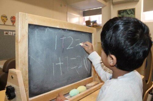 Child doing maths equations