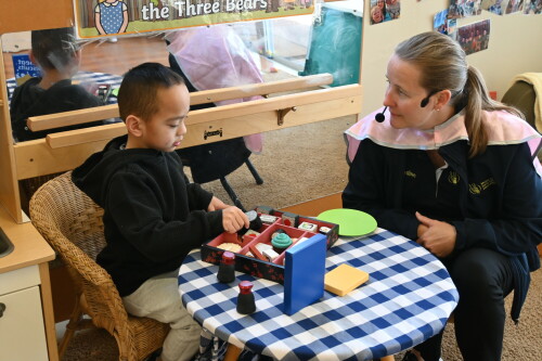 Preeschool Child and Educator playing